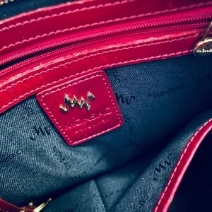 Monsac Leather Shoulder Bag, Leather Dangler, Maroon